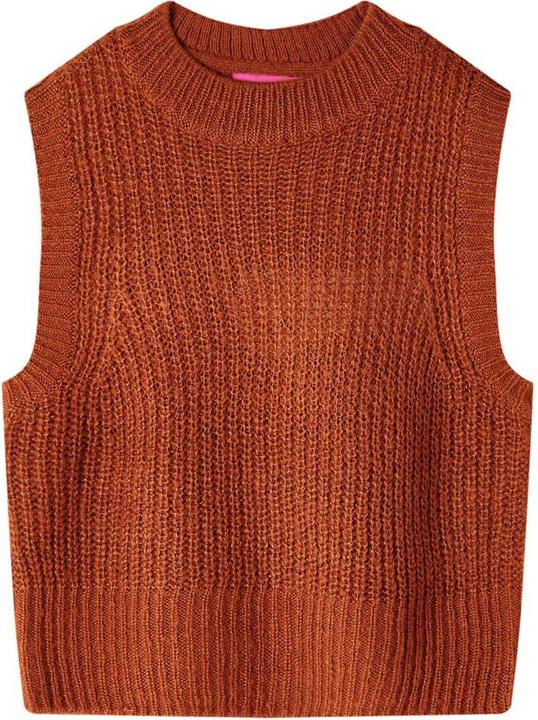 Produktbild VidaXL Kinder-Pulloverweste Gestrickt Cognac 92,Material: 67 (92)