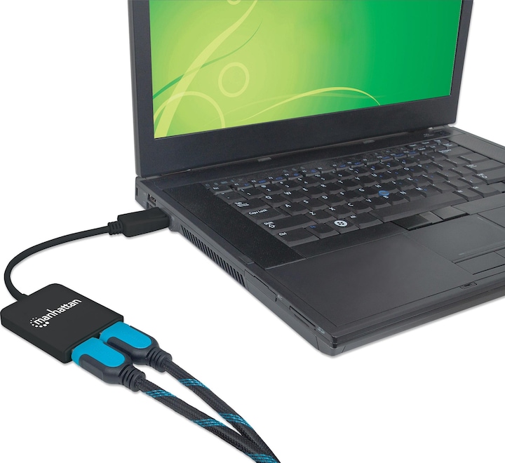 Productafbeelding Manhattan DisplayPort naar 2-poorts HDMI Splitter Hub met MST