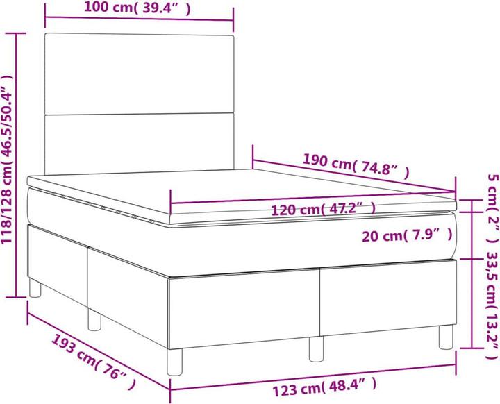 Produktbild vidaXL Boxspringbett (120 x 190 cm)