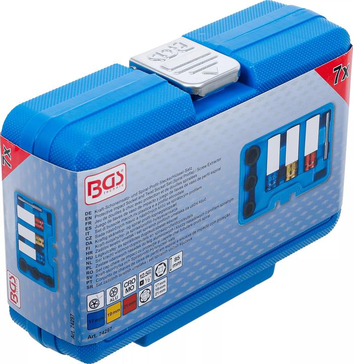 Actual product image BGS Power socket and spiral profile socket spanner set | Drive square socket 12.5 mm (1/2") | (12.5 mm)