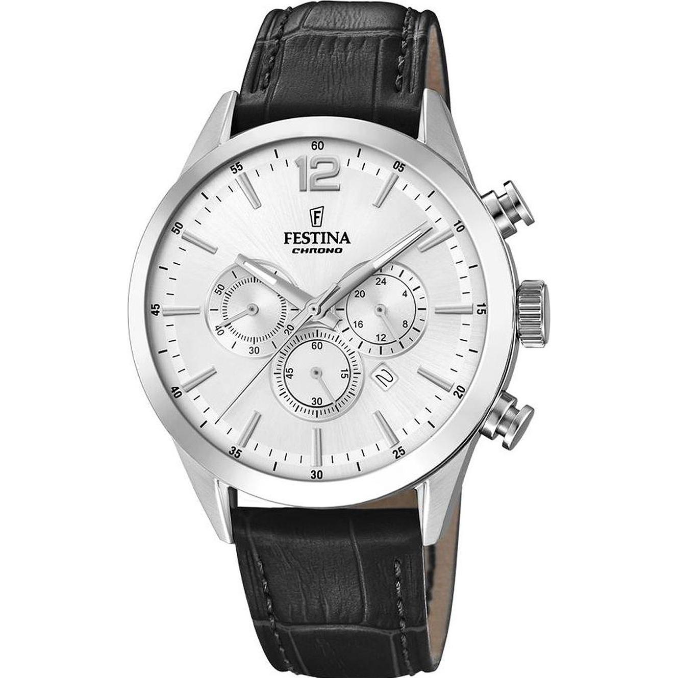 Festina, Armbanduhr, Timeless Chronograph, Schwarz, Silber, (Chronograph, 44 mm)