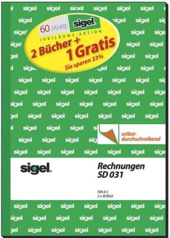 Actual product image Sigel Invoice pad Paper format: DIN A5 Carbonless: Yes