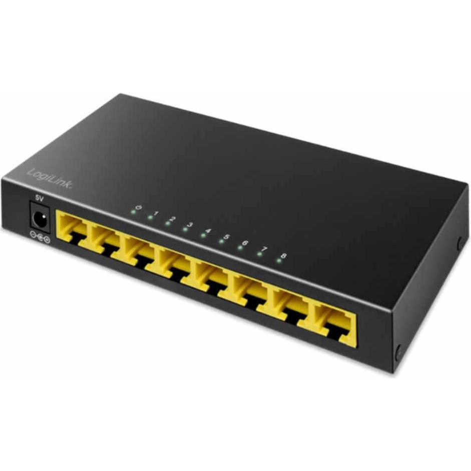 LogiLink Controllo (8 porte), Switch di rete, Nero