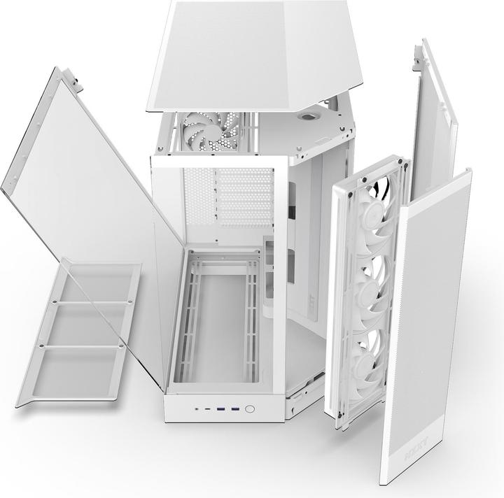 Produktbild NZXT H9 Flow RGB (2025) All White Midi Tower ATX Gaming Gehäuse weiss mit Glasfenster (ATX, Mini-ITX, mATX)