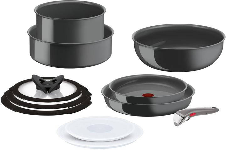 Produktbild Tefal Ingenio Renew Set 11teilig (L2609253), Aluminium, Keramikbeschichtung (Bratpfanne, Kochtopf, Pfannenset + Topfset, Stielkasserolle, Wok Pfanne, Aluminium, 26 x 24 cm)