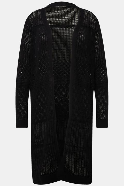 Produktbild Ulla Popken Long-Strickjacke, offene Form, Ajour (46, 48)