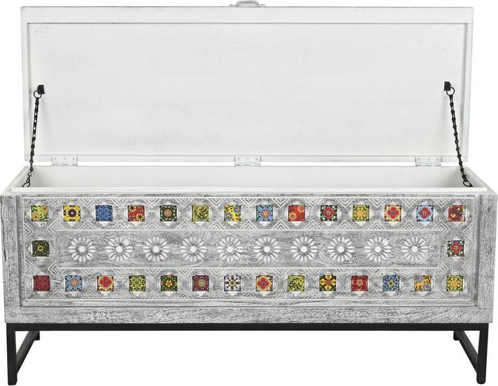 Actual product image DKD Home Decor Chest Ceramic Grey White Mango wood (116 x 40 x 50 cm) (116 cm)