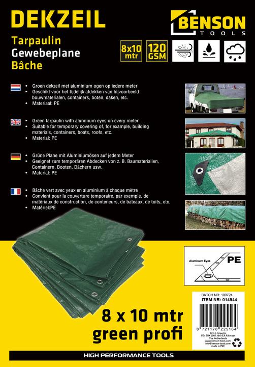 Image du produit Benson Bâche 8 x 10 m vert profi (10 x 8 m)