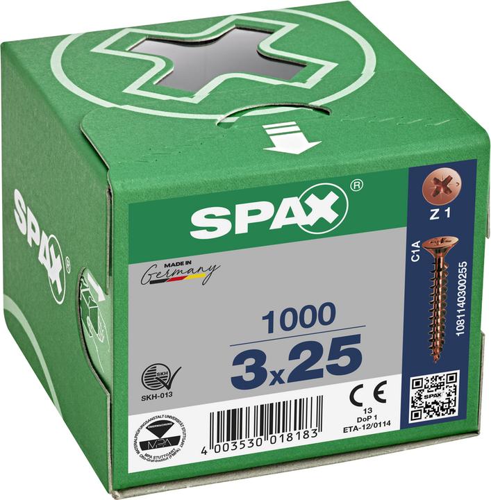 Actual product image Spax Countersunk Head Brake Ribs Cross Slot Z1 Fully Threaded Burnished (1000 Screws per piece)
