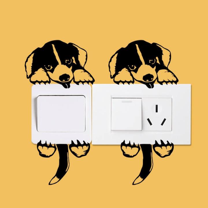 Image du produit Cover-Discount Interrupteur autocollant mural chien (12 cm)