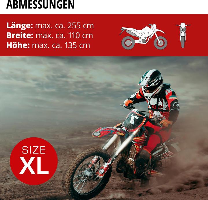 Image du produit Walser Garage moto, couverture moto étanche taillee XL - 255 x 110 x 135 cm noir