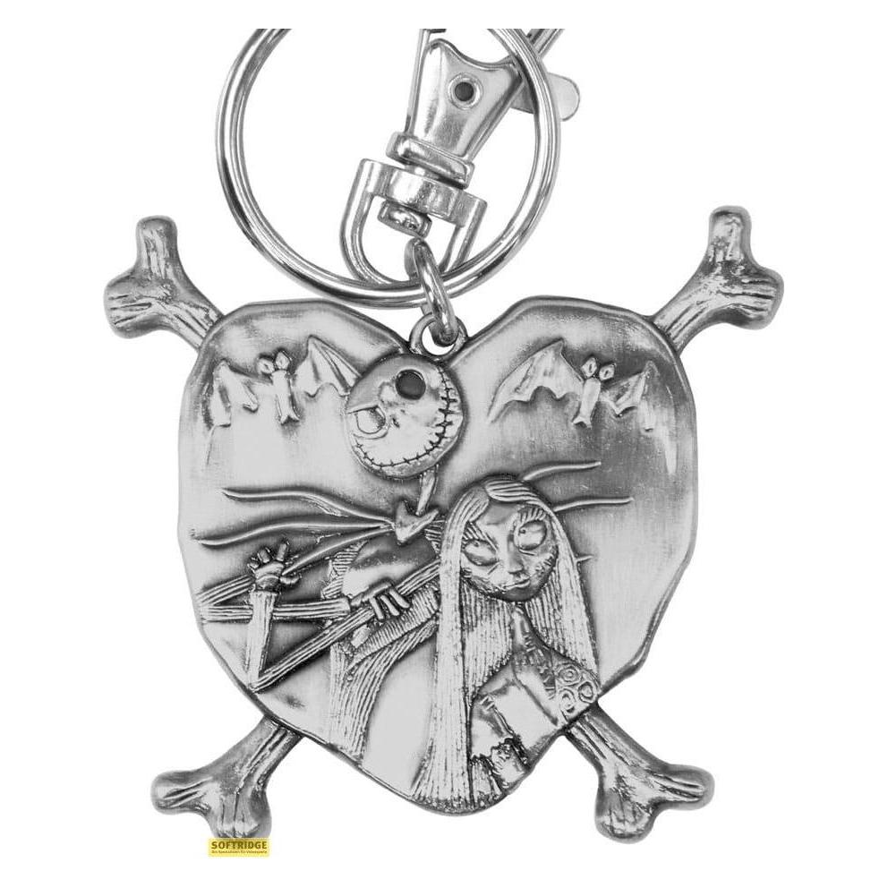 Monogram Int., Schlüsselanhänger, Nightmare Before Christmas Metall-Schlüsselanhänger Jack And Sally In Heart
