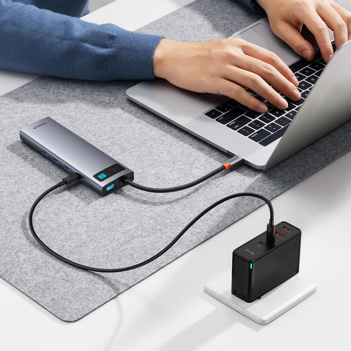Produktbild Baseus Hub 11in1 StarJoy Metal Glam Series, USB-C to HDMI +VGA + 3 x USB 3.0 + USB 2.0+USB-C PD + RJ (USB-C, 11 Ports)