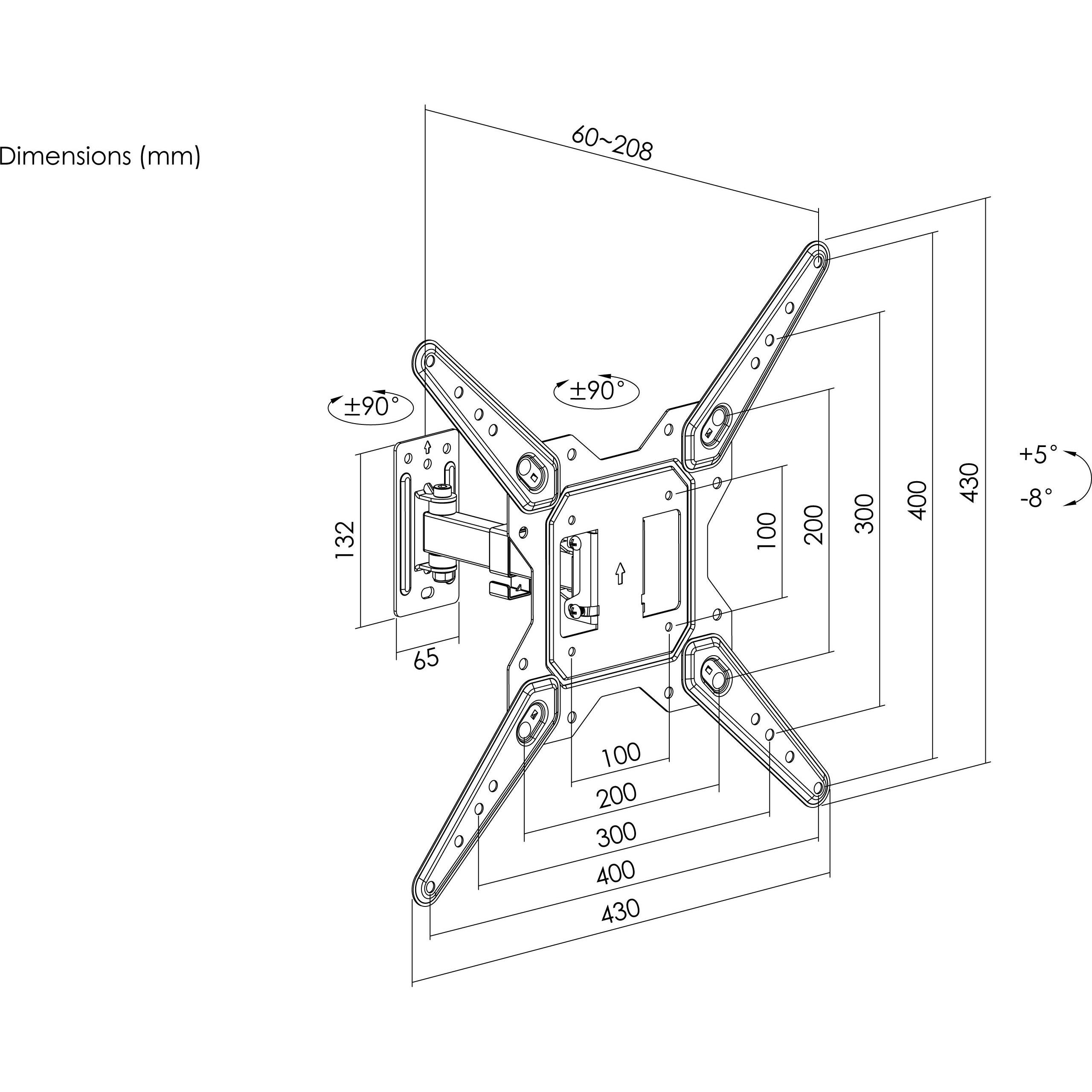 Thumbnail - equip Wandhalterung 23"-55"/1TFT 30kg 1Gelenk Neigung sw (Wand, 55", 30 kg), TV Wandhalterung, Schwarz