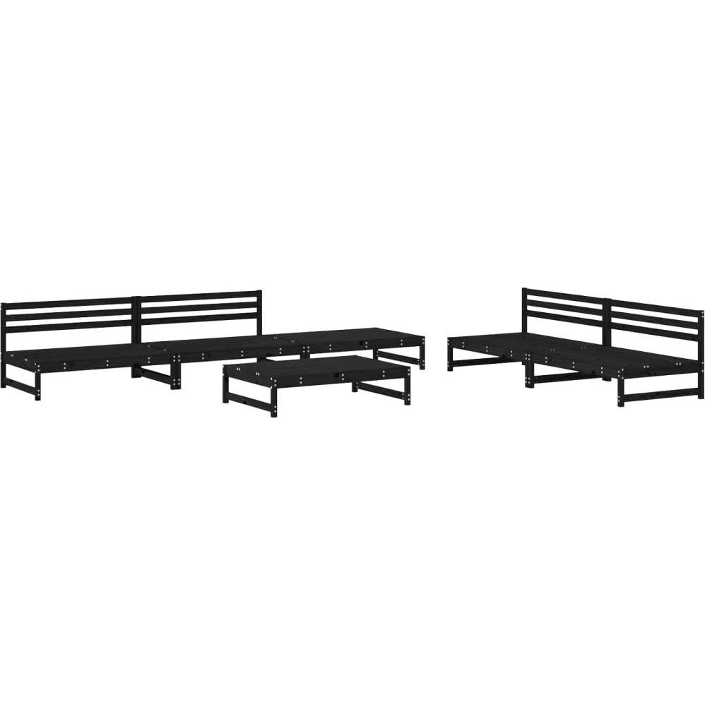 VidaXL, Gartenlounge, 6-tlg. Garten-Lounge-Set Schwarz Massivholz Kiefer,Farbe