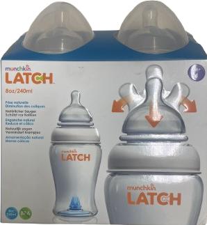 Actual product image Munchkin LATCH 2 pieces baby bottle 240ml with anti-colic valve (240 ml)