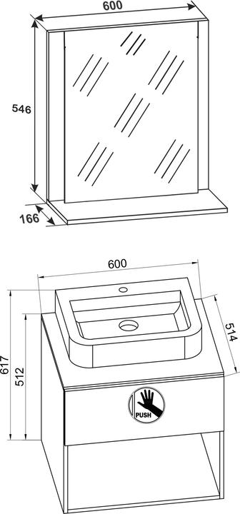Produktbild VCM 3-tlg. Badblock Waschtisch Schublade Spiegel Badmöbel "Lendas II"