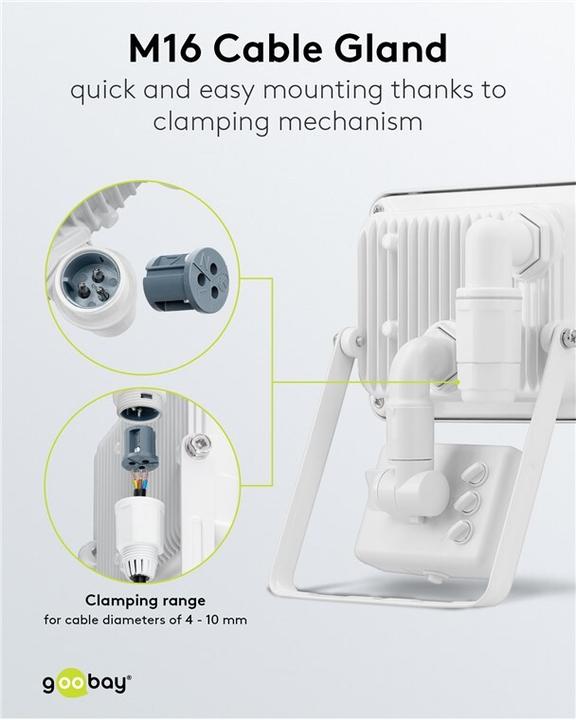 Actual product image Goobay LED outdoor spotlight, 20 W, with motion detector (1706 lm, IP44)