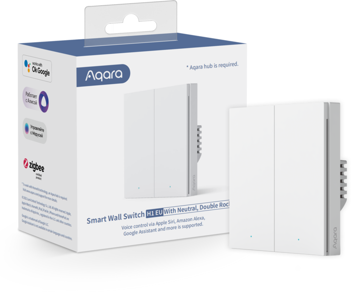 Produktbild Xiaomi Smart Wall Switch H1 Weiss With Neutral, Double Rocker (Zigbee)