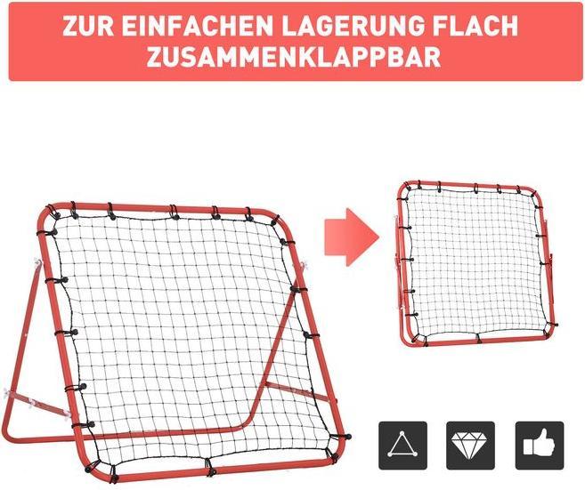 Actual product image Swisshandel24 Rebounder Football Rebound wall Goal Net for football Adjustable angle Red+Black 96 x 80 x 96