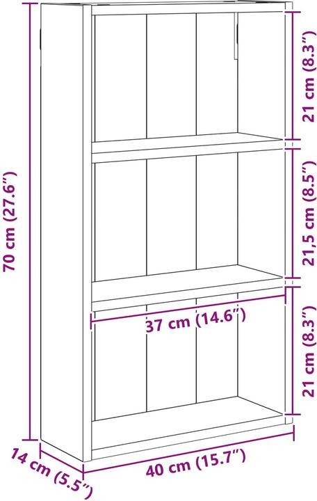 Produktbild vidaXL Badezimmerschrank (40 x 14 x 70 cm)