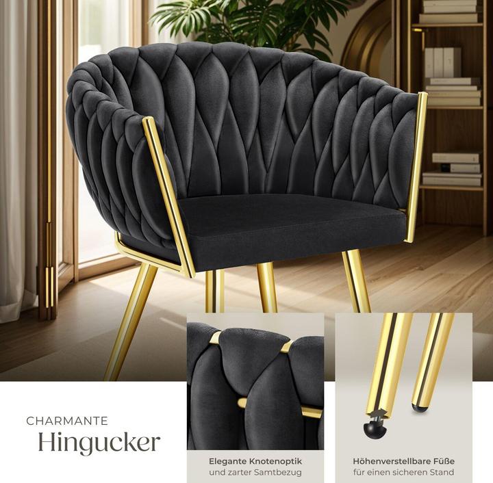 Actual product image tectake Set Esszimmerstuhl Astano Samt, Knotendesign