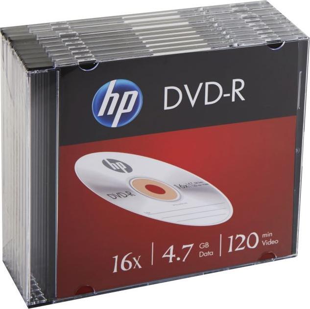 HP DVD-R 4.7GB/120Min/16x boîtier fin (10 disques) (10 x)