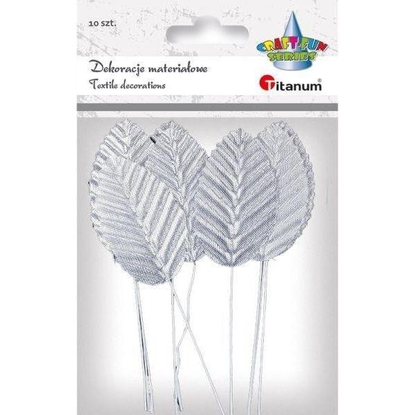 Titanum, Filo, Stoffblätter am Draht, 10 Stück, silber