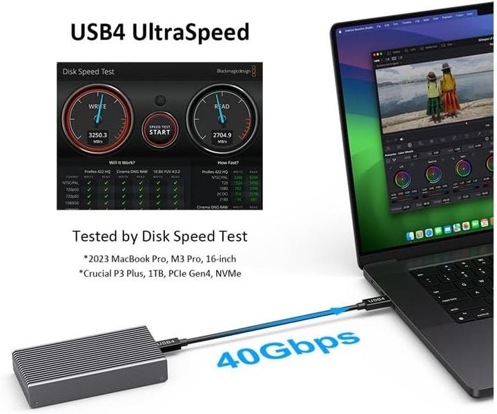 Actual product image LMP DataFlash USB4 SSD,enclosure for NVMe PCIe SSD USB4 (M.2)