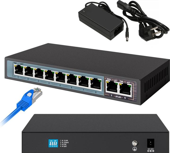Productafbeelding Extralink EX.3906 netwerkswitch Unmanaged L2 Fast Ethernet (10/100) Power over Ethernet (PoE) 1U (10 ports)