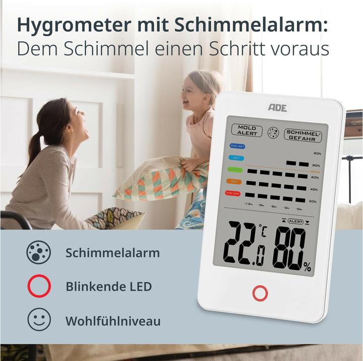 Actual product image ADE Thermo-/Hygrometer digital Weiss, Funktionen