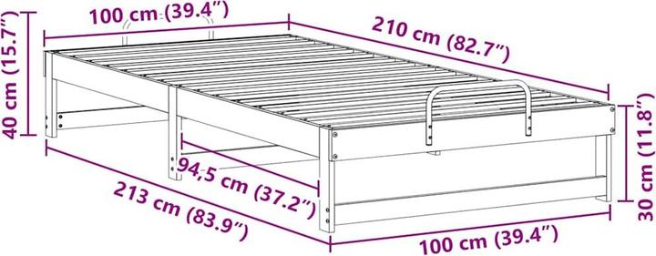 Image du produit vidaXL Bettrahmen (100 x 210 cm)