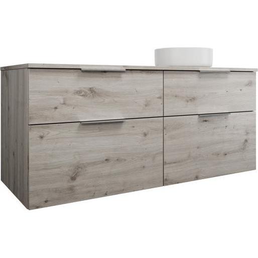 burgbad, Badmöbelset, Eqio Keramik-Aufsatzwaschtisch rechts, rund, inklusive Waschtischunterschrank, Breite 1400m