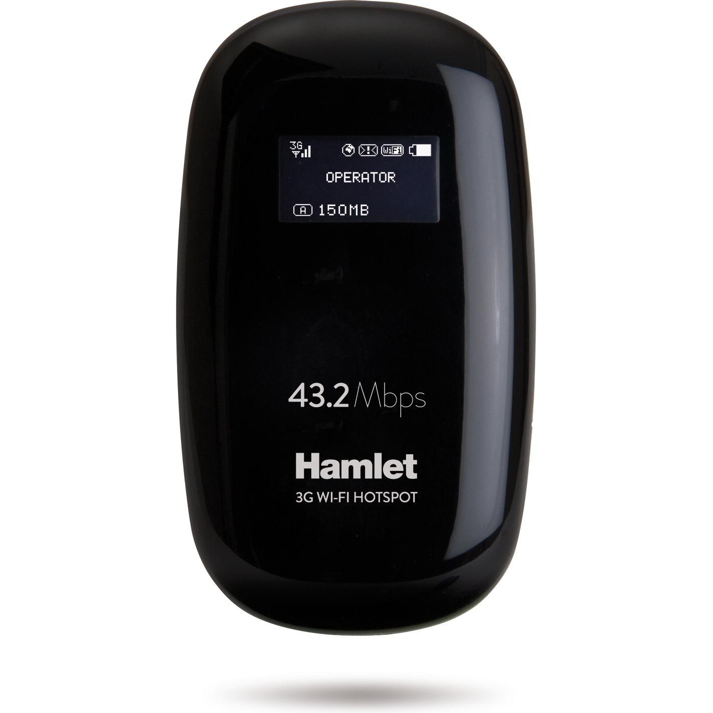 Thumbnail - Hamlet Wi-Fi 3G-Netzwerkfreigabe-Router für bis zu 10 Geräte mit Micro SD-Steckplatz für bis zu 32 GB, Router, Schwarz