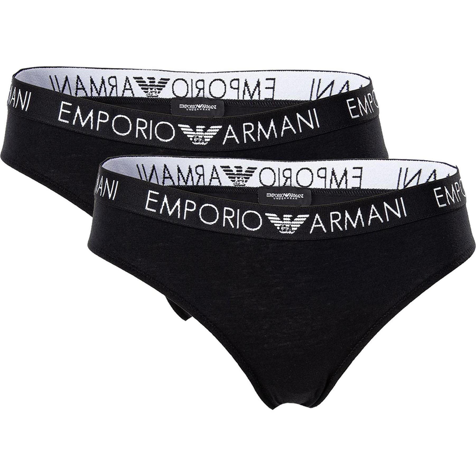 Emporio Armani, Damen, Unterhosen, Slip Casual Figurbetont, Schwarz, (M, 2er Pack)