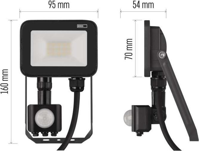 Produktbild Emos LED Flutlicht PROFI mit Bewegungsmelder, 10W neutralweiss (1100 lm, IP65)