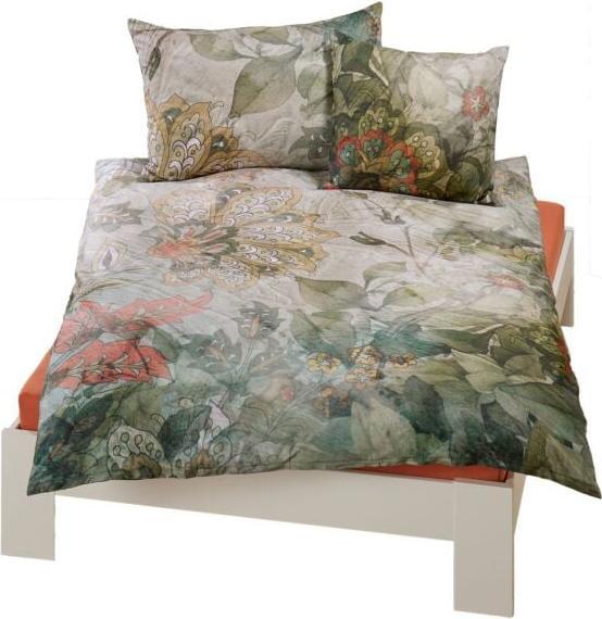 em-es-te Parure de lit avec fleurs ornementales, vert