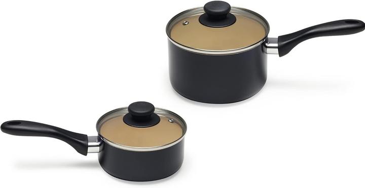 Actual product image Amazon Basics 11Piece Pan Set Ceramic Pots and Pans NonStick Coating PFOA and PTFE Free BlackCream (Pan set + pot set, Aluminium)