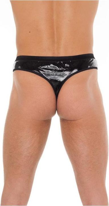 Productafbeelding Amorable by Rimba Transparante string met laklook - Een maat - Zwart (Eén maat voor iedereen)