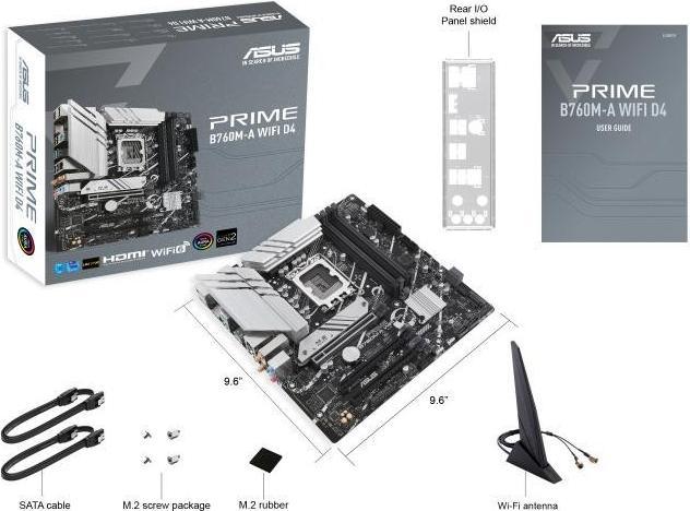Actual product image ASUS PRIME B760M-A WIFI D4 (LGA 1700, Intel B760, mATX)
