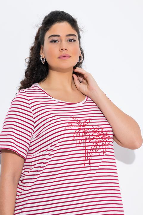 Actual product image Ulla Popken Palm Tree Embroidered Tee (56)
