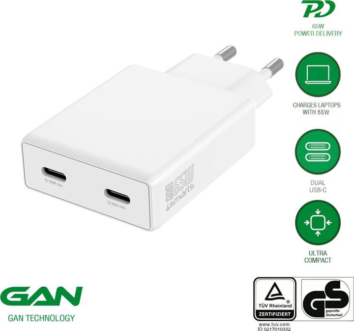 Productafbeelding 4smarts PDPlug Slim Dubbel (65 W)