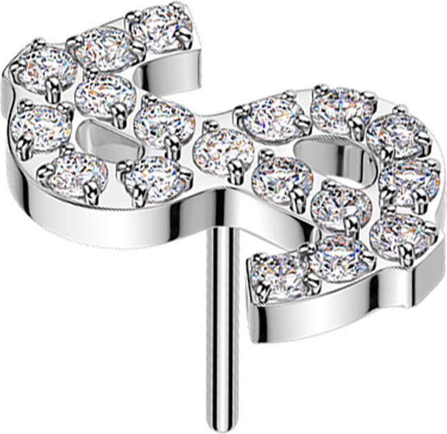 Produktbild Star Piercing Threadless Dollar silber Kristalle silber (Titan)