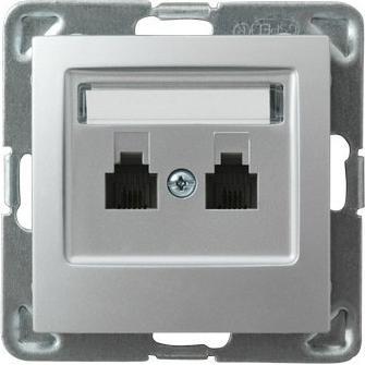 Ospel Gniazdo telefoniczne Impresja podwójne niezależne srebrne (GPT-2YN/m/18), Accessori per telefoni