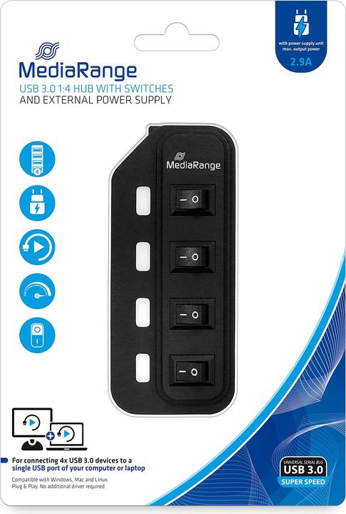 Actual product image MediaRange MRCS504 Stroke (USB-A, 4 Ports)