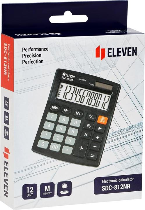 Image du produit Eleven SDC-812NR Calculatrice (Fonctionnement sur piles, Panneau solaire)