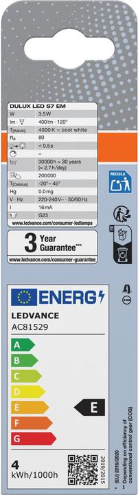 Actual product image Osram Dulux S (G23, 3.50 W, 400 lm, 1 x, E)