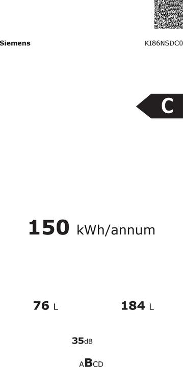 Energie-Label Siemens iQ500, Einbau-Kühl-Gefrier-Kombination mit Gefrierbereich unten, 177.2 x 55.8 cm, Flachschar (260 l)