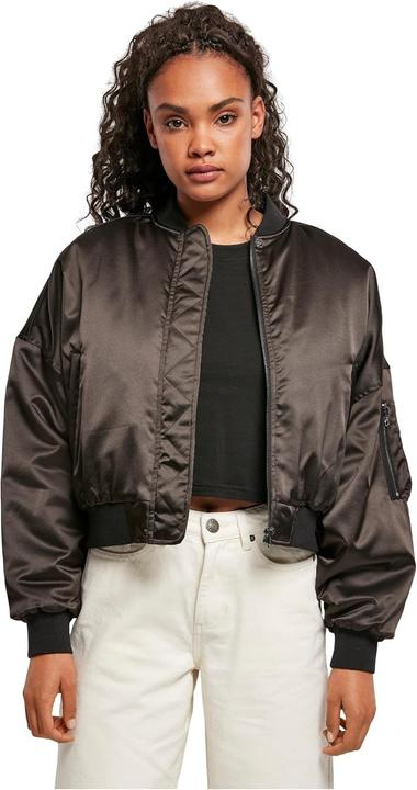 Actual product image Urban Classics Ladies Short Oversized Satin Bomber Jacket (M)