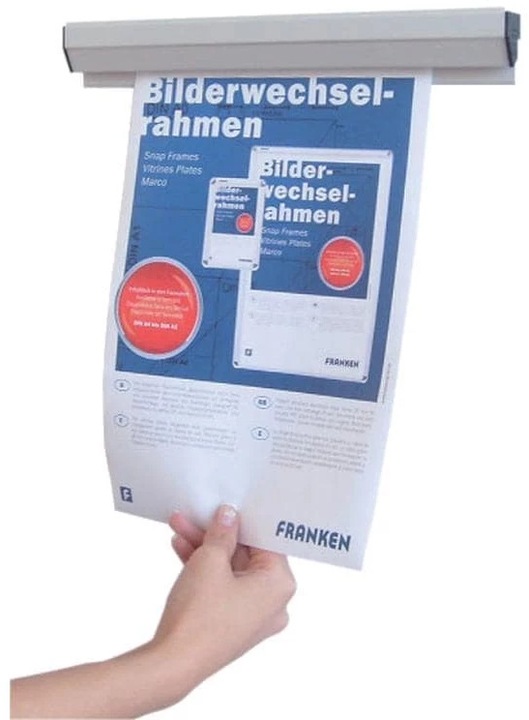 Actual product image Franken Paper clamping rail, self-adhesive, length: 580 mm plastic, can be extended as required, wall (210 x 297 mm)